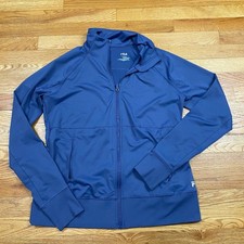 Fila Sport Full Zip Track Jacket Womens Large Blue Thumbholes Athleisure Gym