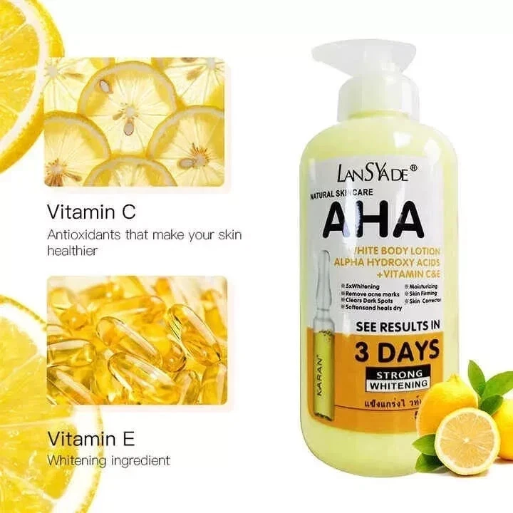 AHA Strong Brightening Body Cream Hydroxy Acid Vitamin C Whitening 500ml 3 pack - Image 3 of 4