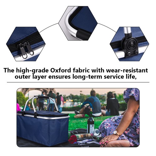 Isolierter Picknick Eimer Lebensmittel Behälter Isolierung Brotdose Oxford Stoff Korb - Bild 5 von 12