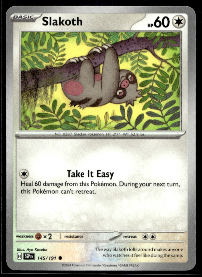 Slakoth SV08: Surging Sparks 145/191 LP Pokemon TCG | Buy10 Get10 Free