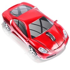 Wireless Mouse 2.4GHz Cool Sport Car Shape 1600 DPI Optical USB Red, PC Mice