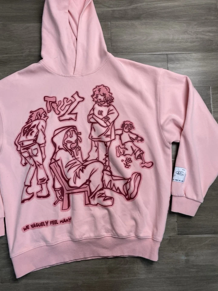 Aelfric Eden Mens Graphic Oversized Hoodie Streetwear Casual Hooded Pink Medium - Image 3 of 4