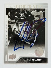 Carter Rowney Penguins Autographed 2017-18 UD Portraits Hockey RC Card #P-80 COA