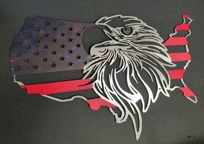 American Eagle US Flag Metal Wall Art New