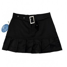 NWT! Diva Vtg Blk Pleated Hem Mini Skirt w Belt Cargo Pockets Style KZ023M Sz XL