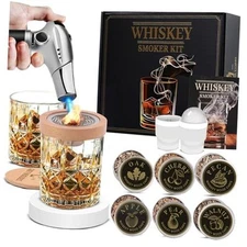 with Torch, Cocktail Smoker Kit, Drink Infuser Set with 2 Whiskey Smoker Kit