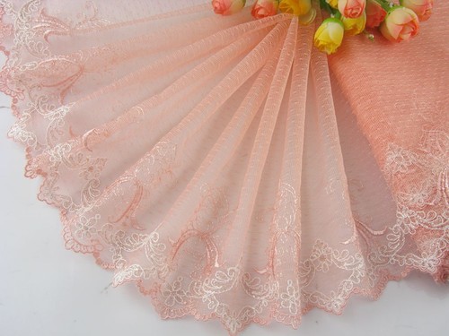 WUNDERSCHÖNE 19CM Breit Rosa&Weiß Stickerei Spitze 1 Meter lace trim 0375