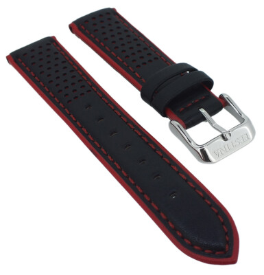 Bracelet Montre Cuir Noir 22/18mm – Fabriqué Main Italie – Qualité Supérieure – Sportif Casual