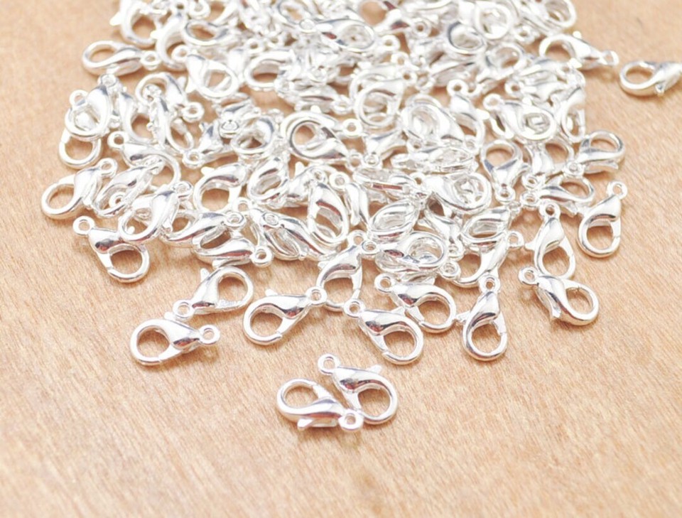 10mm /12mm Silver Plated Lobster Clasps Size Jewelry Making Fasteners