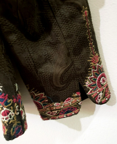 Coldwater Creek Brown W/Pink Embroidered Floral Paisley Jacket, Size Petite 14 - Picture 13 of 13