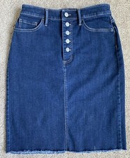 Banana Republic Womens Jean Skirt Dark Wash Raw Hem Button Fly Straight. Size 4