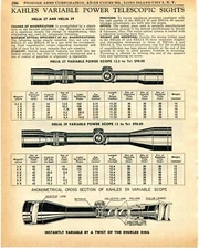 1958 Print Ad of Kahles Variable-Power Helia 27 & 39 Rifle Scope cutaway view