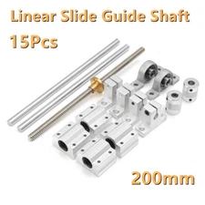 200mm Linear Slide Rail Guide Shaft Rod SC8UU Block Bearing Coupling Support Kit