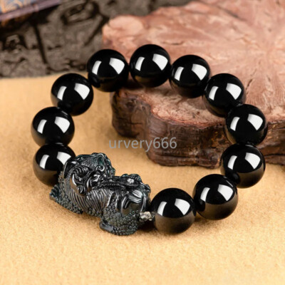 Jade Pixiu Bracelets Luxury Jewelry Vintage Jadeite Beaded Black Talismans