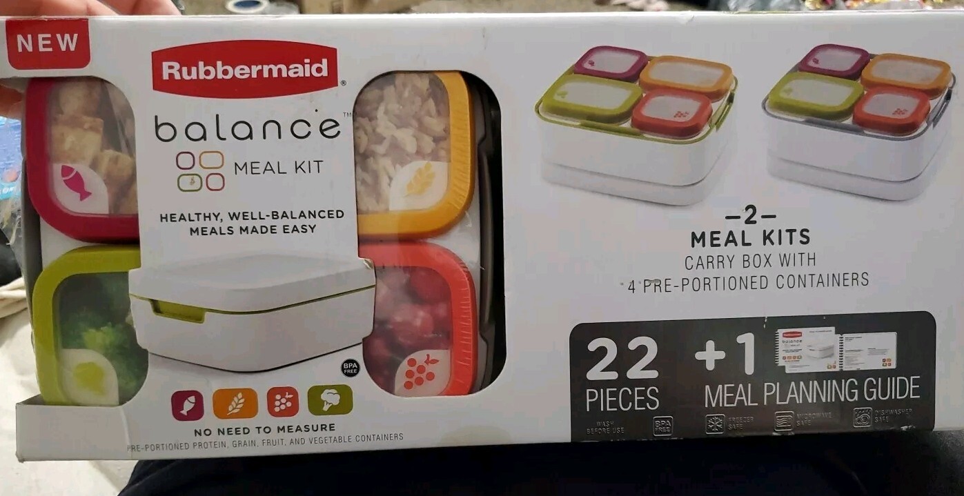RubberMaid Balance 2 MEAL KITS Food Lunch Boxes Containers NEW OPEN BOX