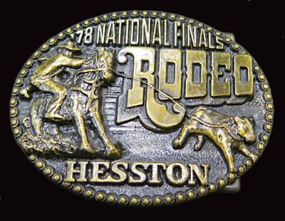 1978 Hesston Rodeo Western Cowboy Calf Roping NFR Vintage Belt Buckle