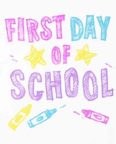 First Day of School Girls Graphic Tee White Size XS 4T Colorful Stars & Crayons - Picture 2 of 2
