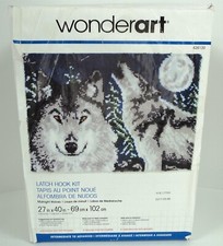 WonderArt Latch Hook Kit 27 Inch X 40 Inch-Midnight Wolves - New with Tool 