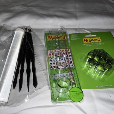 Kit Outils Pâte Polymère Makin's Clay - Emporte-pièces Cœurs/étoiles, Règle - Neuf