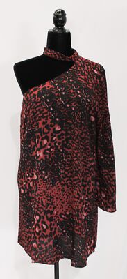 Three Eighty Two Women's Printed Ally Slit Sleeve Dress NC3 Dash Large NWT