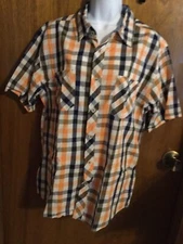 Original Weatherproof Vintage Men's Large Plaid Short Sleeve Button Down Shirt