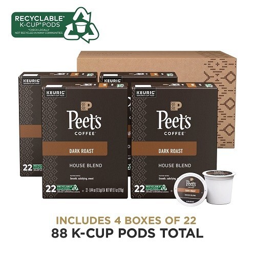 Peet's Coffee House Blend, Dark Roast Coffee K-Cup Pods, 88 Count. - Picture 2 of 7