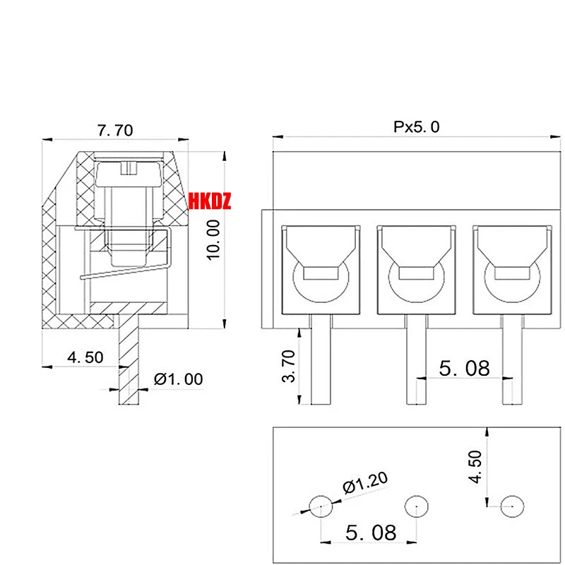 2Pin 3 Pin 5.08mm Pitch PCB Mount Screw Terminal Block Connector KF301 Adapter - Image 4 of 4