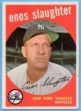 1959 Topps #155 Enos Slaughter en muy buena condición-en muy buen estado arrugas New York Yankees Salón de la fama A7104