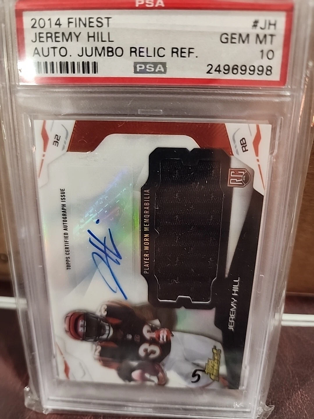 Jeremy Hill Finest Autograph Jumbo Relic Refractor #JH Base