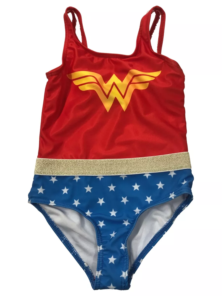 DC Comics Girls Red & Blue 1pc Wonder Woman Swimming Bathing Suit