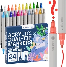 ARTISTRO 24 Colors Acrylic Paint Pens, Art Set Acrylic Paint Markers Dual Tip (F