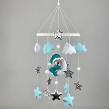 Baby mobile neutral Felt bear mobile Nursery crib mobile stars Baby shower gift