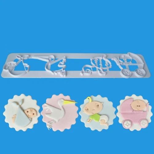 Ausstecher Baby Taufe Form Kuchen Torte Muffin Fondant Geburt Aufleger Storch - Bild 1 von 3