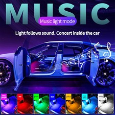 App Remote Rgb Led Car Interior Lights Music Sync Under Dash Footwell Neon Kit