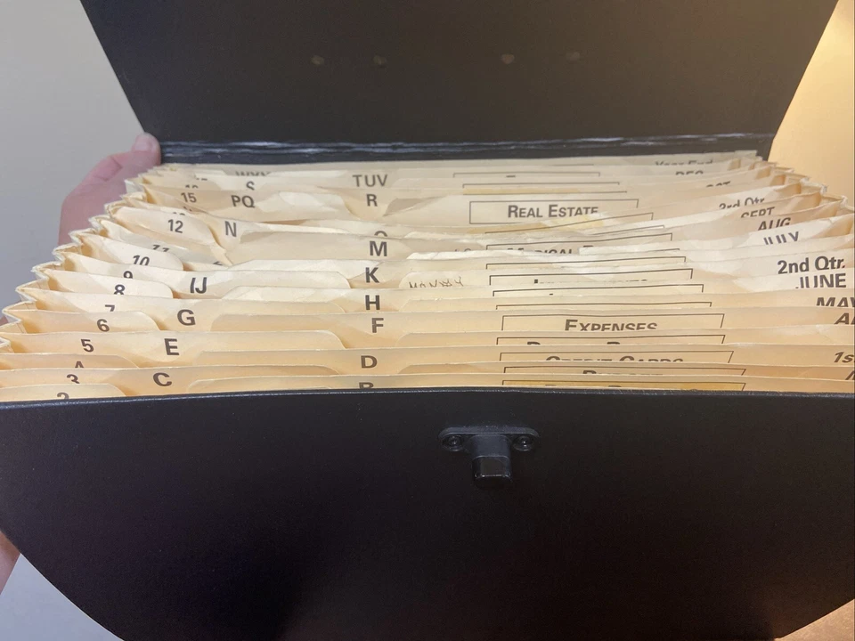 Vintage Portable Expanding File Box WILSON JONES Paper File Accordion 23576 - Image 2 of 4