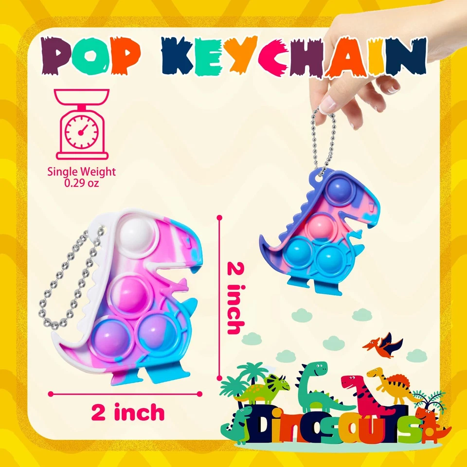 TOANWOD 24 PIEZAS Dinosaurio Fiesta Favores para Niños Dino Pop Llavero Juguetes Inquietos C... Foto 2 de 4