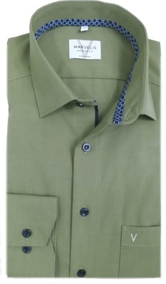 Marvelis Hemd Modern Fit 7200.59.47 uni oliv extra langer Arm 69 cm
