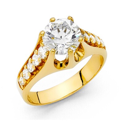 GOLD - 14K Yellow Gold Cubic Zirconia Engagement Ring | eBay