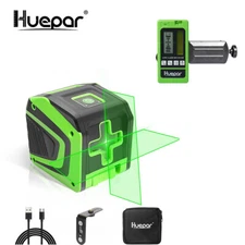 Huepar 5011G Green Cross Line Self leveling Rechargeable Laser Level + Receiver