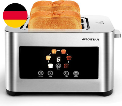 Aigostar Toaster 2 Scheiben, Led-Touchscreen, 4 Cm Extra Breite Toastschlitze & 