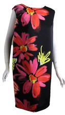 NWT IC Connie K Sz M Floral Art-to-Wear Flower Sheath Dress USA-Made Black