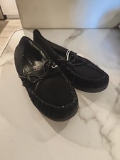 Fireside by Dearfoams Men's Sz 9W Shearling Moccasin Slipper Black