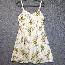 Old Navy Cami Linen Sundress Smocked Spaghetti Strap Floral Mini Dress Womens L