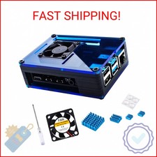 Miuzei Case for Raspberry Pi 4 with Fan Cooling, 4 Pcs Aluminum Heat Sinks, Case