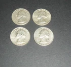 Four 1964  90% Silver Washington Quarters.
