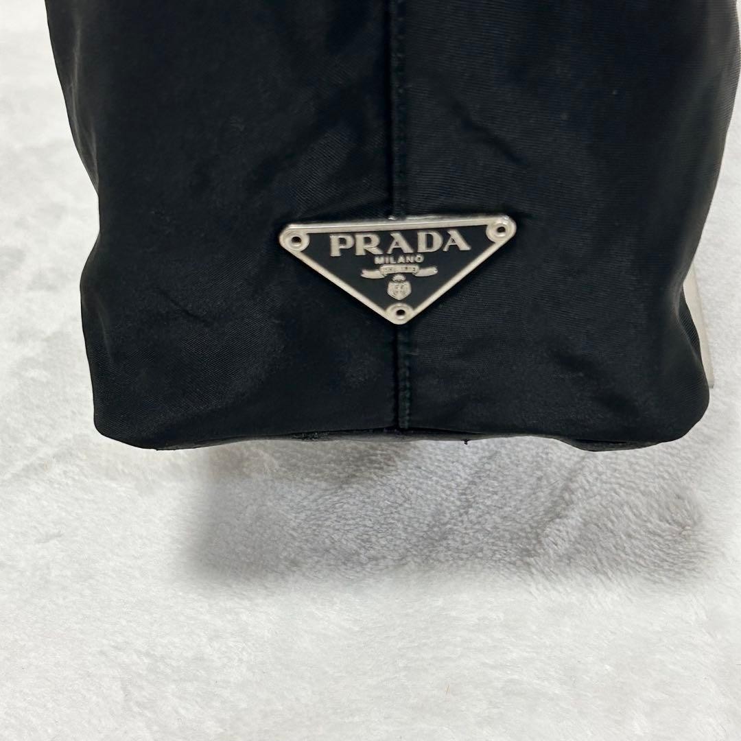 PRADA Leather Nylon Tote Bag Black Metal Handle Authentic Women's Fashion thumbnail 4