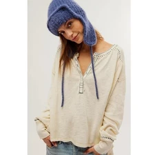 NWOT Free People We The Free Taylor Henley Tunic Top | Vintage White | Sz Large