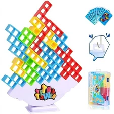 64Pcs Tetra Tower Game - Stacking Balance Toy for Family  Friends Fun