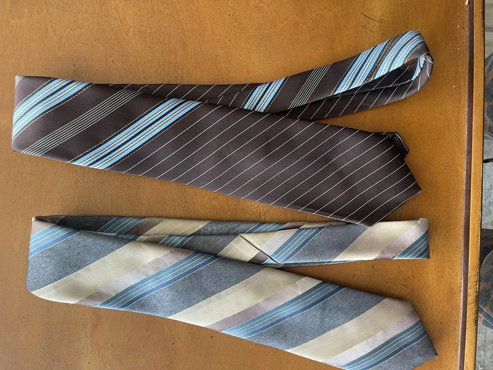 Set of 2 Men's Striped Silk Ties by Giorgio Valucci and Go Greasy Foto 2 de 4