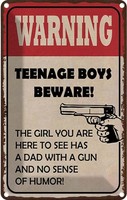 Blechschild 18X12 Cm Warning Teenage Boys Beware Deko Geschenk Metall Schild